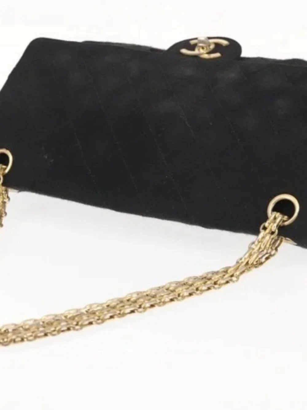 CHANEL Matelasse 25 Chain Shoulder Bag cotton Black Gold CC Auth gh984